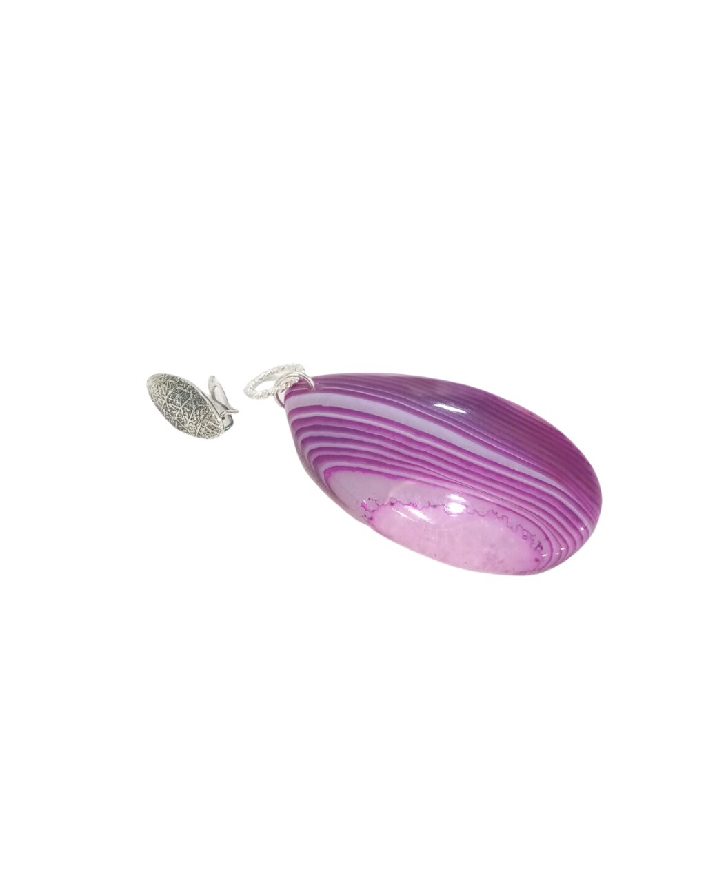Stunning Pink and Purple Blended Agate Sterling Design Enhancer Pendant with Removable Interchangeable Clip 3 1/4"L X 1 1/2"W ONE ONLY.