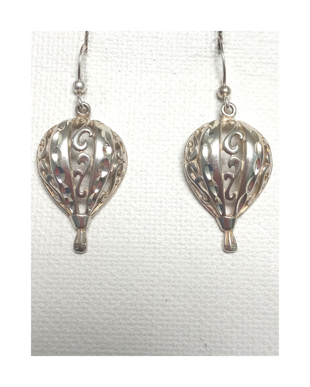 Sterling Diamond-cut Hot Air Balloon Earrings