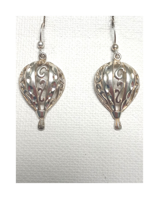 Sterling Diamond-cut Hot Air Balloon Earrings