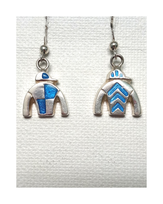 Exclusive Sterling Hand-enameled Jockey Silk Earrings