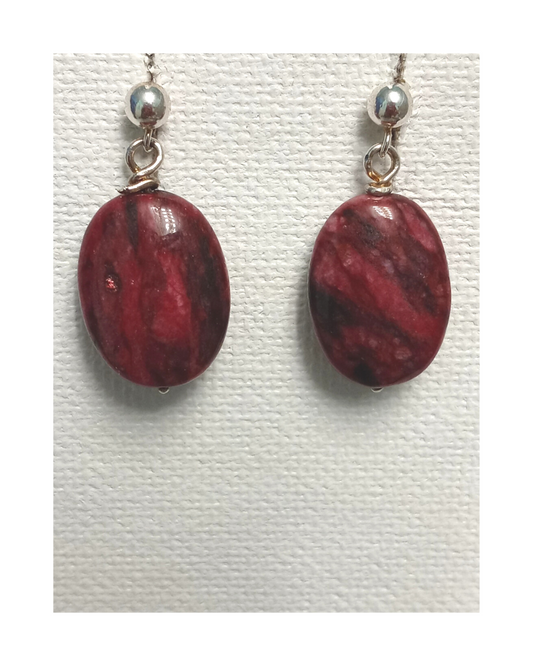 Dyed Purple Oval Jasper Sterling Silver Post Earrings