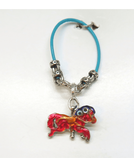 Carousel Horse Hand-enameled with Swarovski Crystal Removable Sterling Silver Charm on Leather and Sterling Silver KooLoop 2", Removable Charm is 3/4"