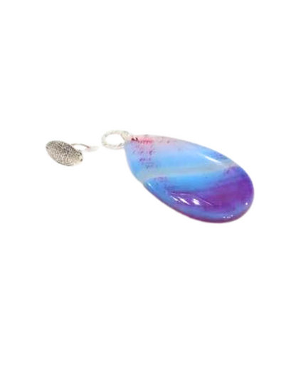 Beautiful Blue, Pink, and Purple Blended Agate Sterling Design Enhancer Pendant with Removable Interchangeable Clip 3 3/16"L X 1 3/8"W ONE ONLY.