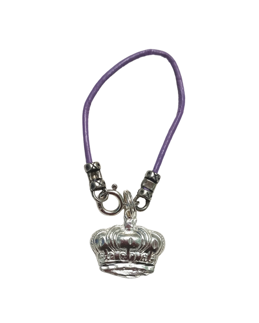 Mardi Gras King's Crown Removable Sterling Charm 15/16"L X 13/16"W on Leather KooLoop.